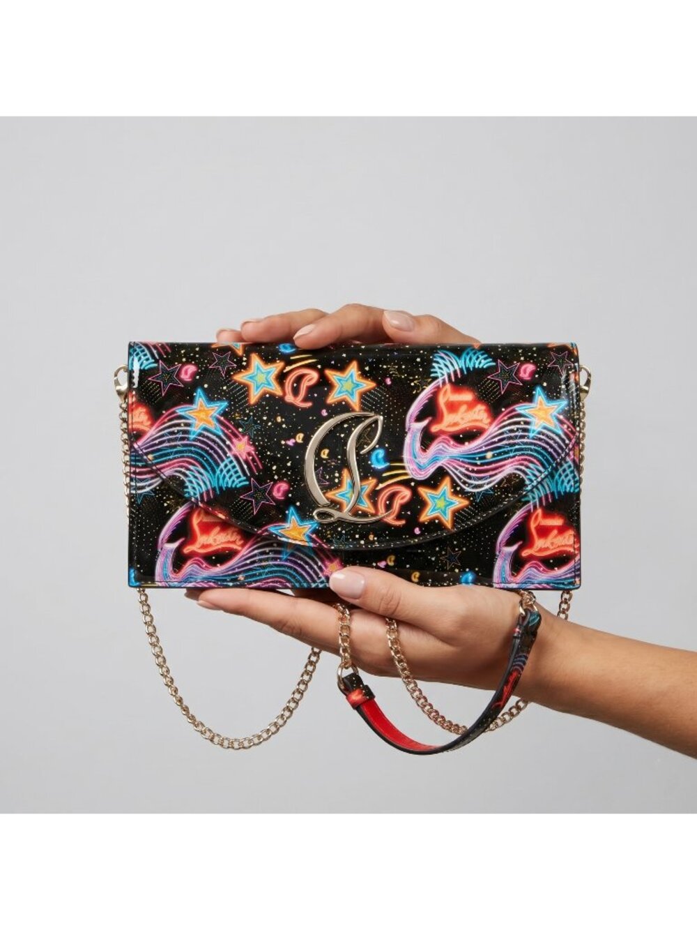 Christian Louboutin Cabata Starlight Patent Leather Clutch Purse NEW $1390